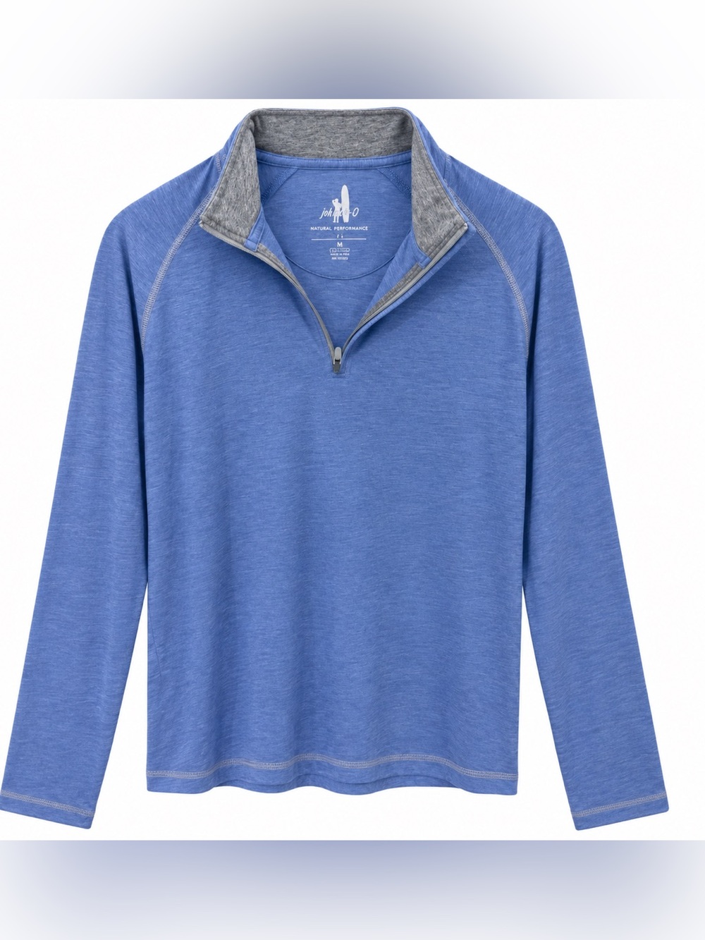 Johnnie-O Natural Performance Mens M Blue Quarter Zip Pullover Bamboo Golf